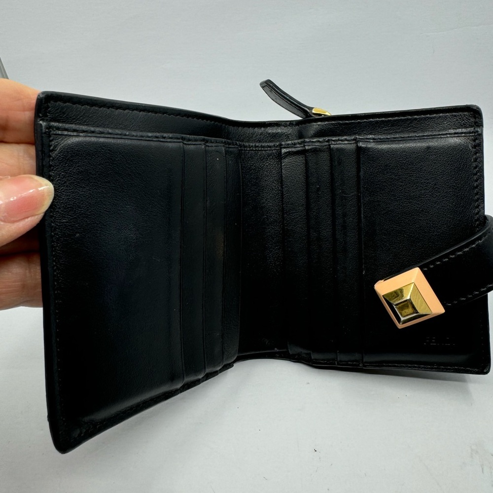 Fendi Compact Black Wallet with Gold Accent 25140 - Picture 4 of 6